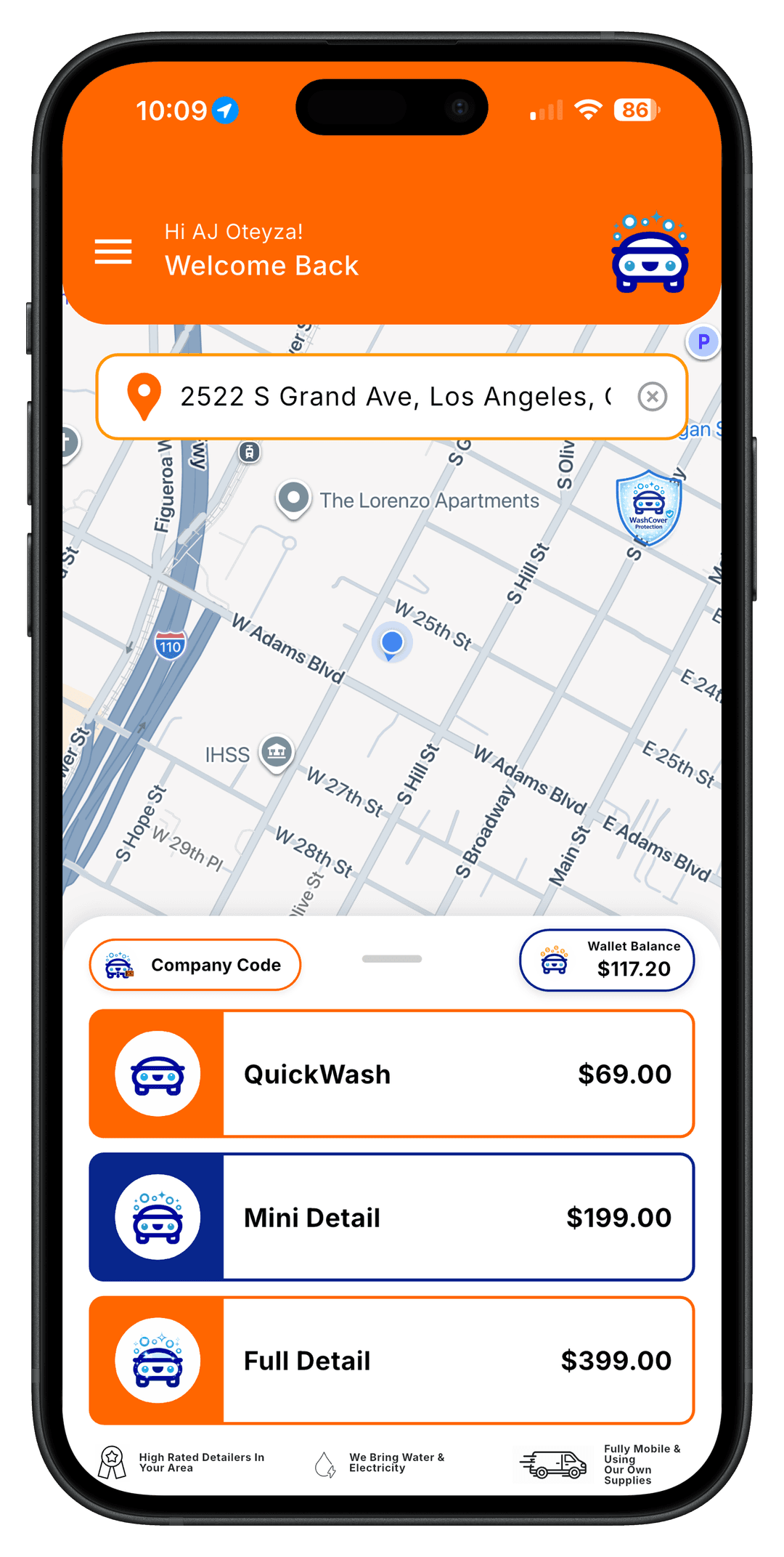 QuickWash mobile detailing app — book at-home car detailing in NJ